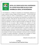 Cooper Roda Bem Palhoça convoca cooperados para Assembleia Geral Extraordinária